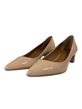 Calvin Klein Genoveva Patent Blush Nude Pointed Toe Block Heel Pump Size 7